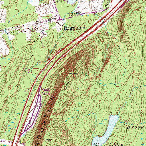 Topographic Map of Mattabesset Trail, CT