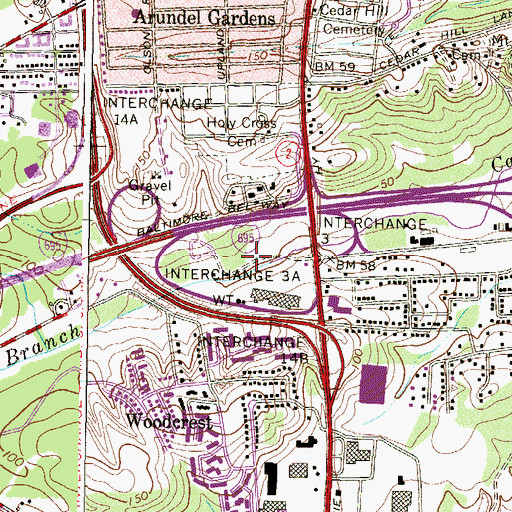 Topographic Map of Beltway Crossing Shopping Center, MD