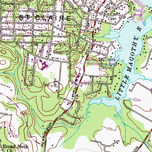 Topographic Map of Cape Saint Claire Shopping Center, MD