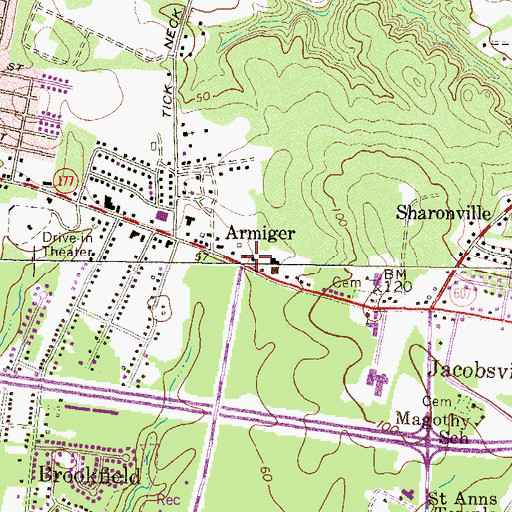Topographic Map of Chesterfield Plaza Shopping Center, MD