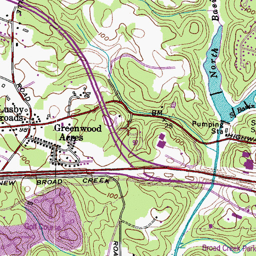 Topographic Map of Defense Highway Business Center, MD