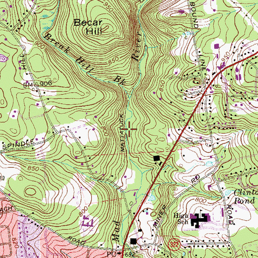 Topographic Map of Mattatuck Trail, CT