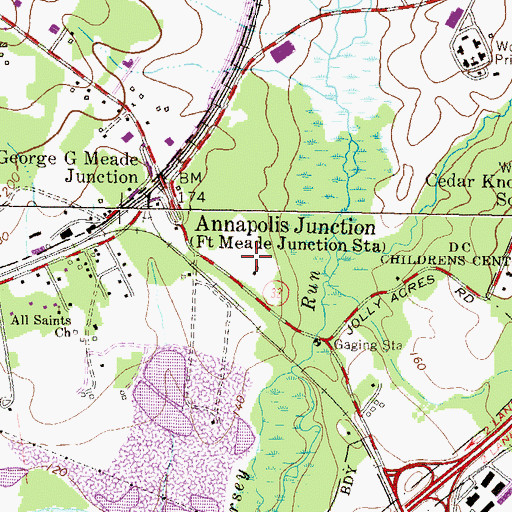 Topographic Map of Route 32 Business Center, MD