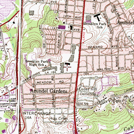Topographic Map of Southview Regional Shopping Center, MD