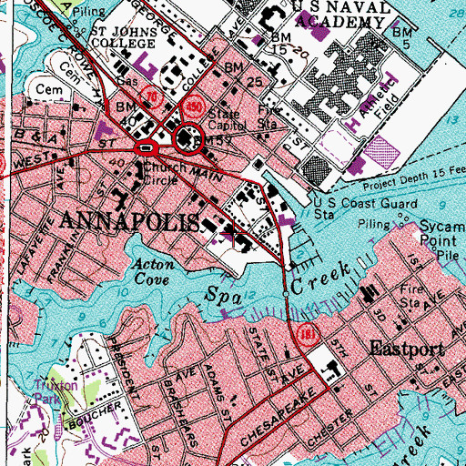 Topographic Map of Saint Marys Middle School, MD