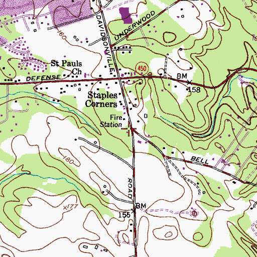 Topographic Map of Arundel Volunteer Fire Department 7, MD