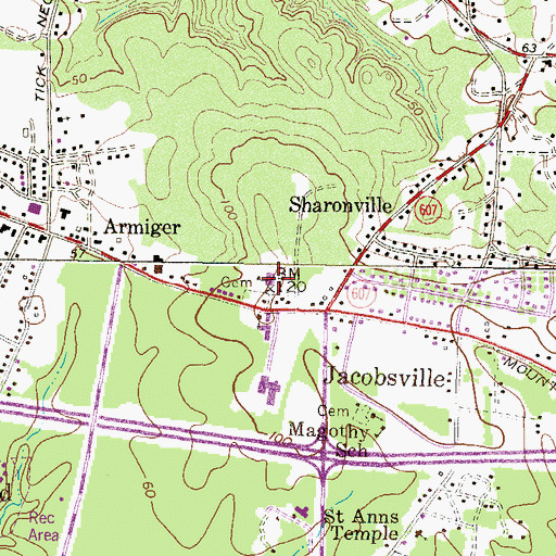 Topographic Map of Jacobsville Fire Station, MD