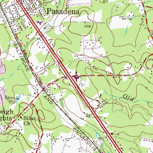 Topographic Map of Earleigh Heights Volunteer Fire Department, MD