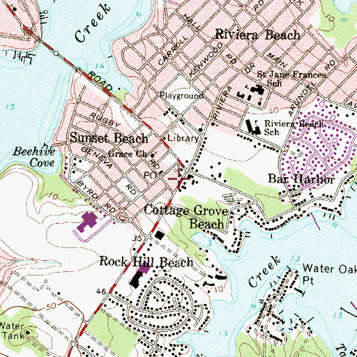 Topographic Map of Riviera Beach Volunteer Fire Department, MD