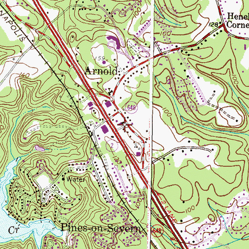Topographic Map of Arnold Volunteer Fire Department, MD
