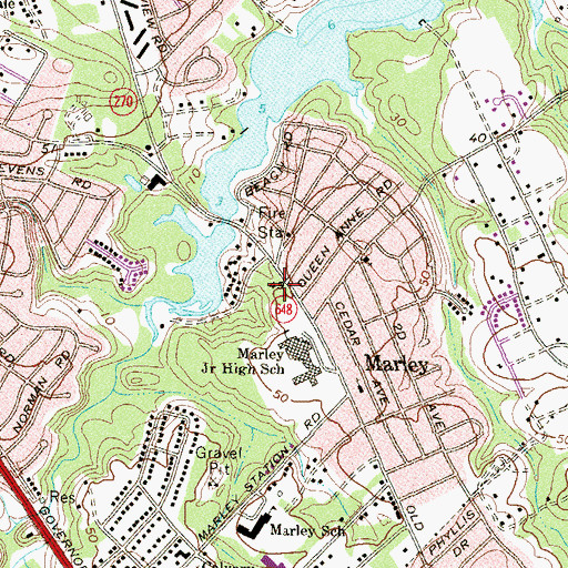 Topographic Map of Marley Volunteer Fire Department Company 18, MD