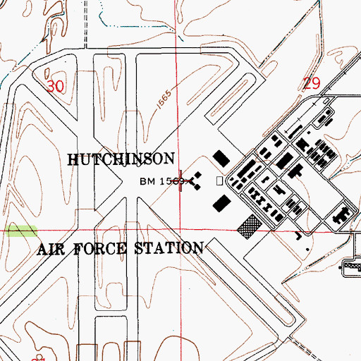 Topographic Map of Hutchinson Air Force Station (historical), KS
