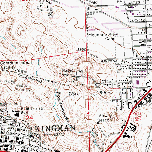 Topographic Map of Kingman Air Force Station (historical), AZ