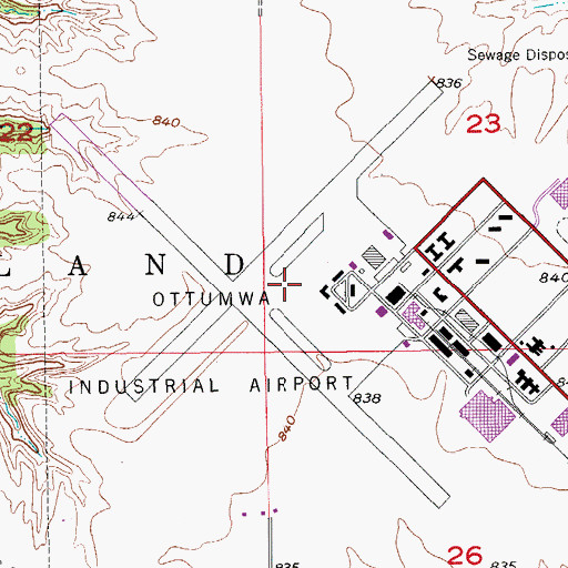 Topographic Map of Naval Air Station Ottumwa (historical), IA