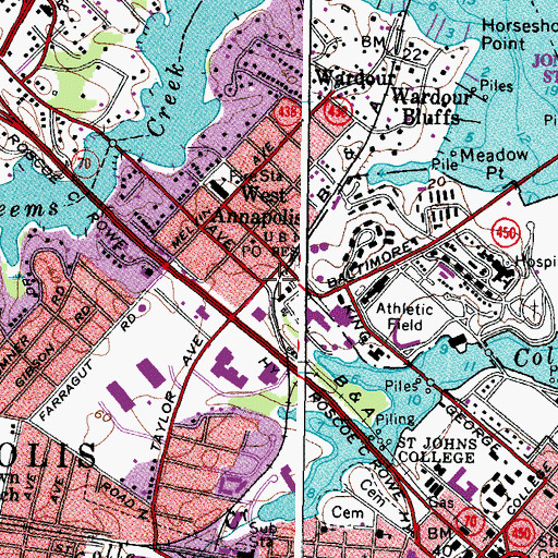 Topographic Map of Annapolis Fire Department Company 39 Taylor Avenue, MD