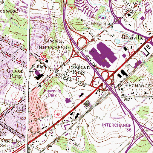 Topographic Map of Rosedale Post Office, MD