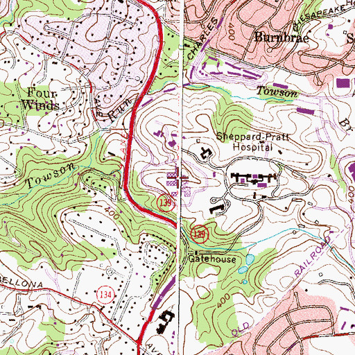 Topographic Map of Greater Baltimore Medical Center, MD