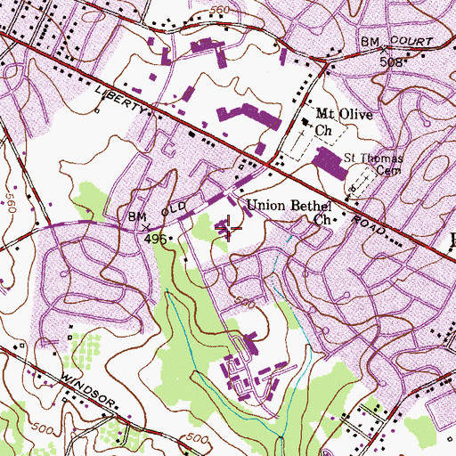 Topographic Map of Northwest Hospital Center, MD