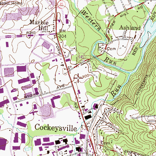 Topographic Map of Ashland Marketplace Shopping Center, MD