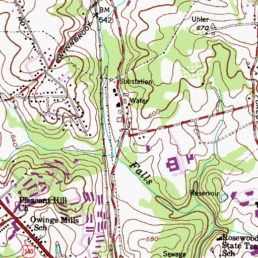 Topographic Map of Crondall Corner Shops Shopping Center, MD