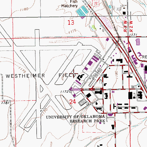 Topographic Map of Naval Air Station Norman (historical), OK