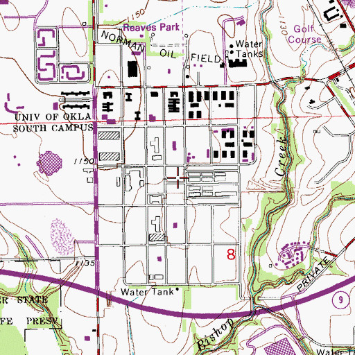 Topographic Map of Naval Air Technical Training Center Norman (historical), OK