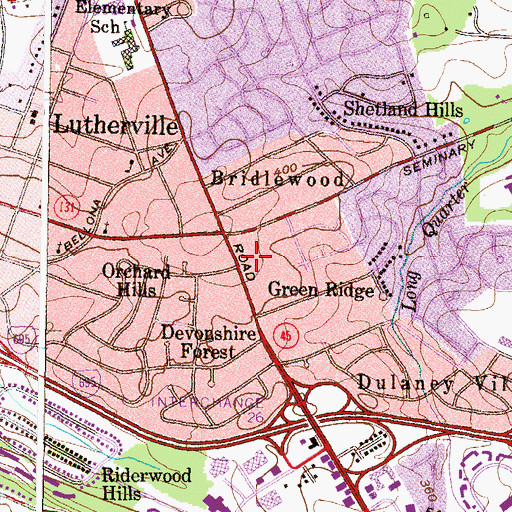 Topographic Map of Galleria Shopping Center, MD