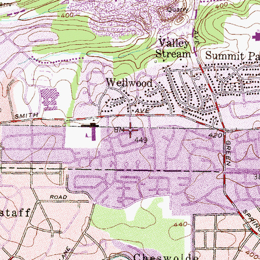 Topographic Map of Greenspring Shopping Center, MD