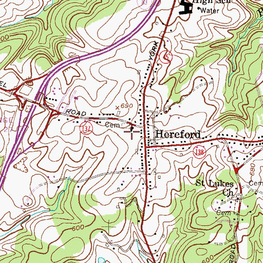 Topographic Map of Hereford Plaza Shopping Center, MD