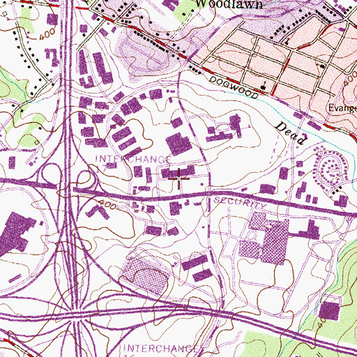 Topographic Map of Meadows Park Shopping Center, MD
