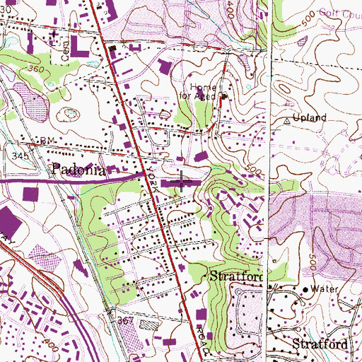 Topographic Map of Padonia Village Shopping Center, MD