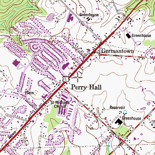 Topographic Map of Perry Hall Marketplace Shopping Center, MD