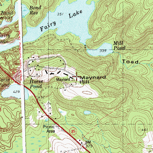 Topographic Map of Maynard Hill, CT
