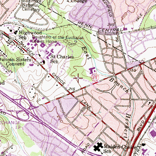 Topographic Map of Wilkens Beltway Plaza Shopping Center, MD