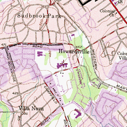 Topographic Map of Sudbrook Magnet Middle School, MD