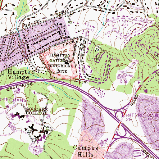 Topographic Map of Ridgely Family Cemetery, MD