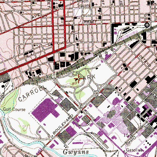 Topographic Map of Mount Clare Mansion, MD