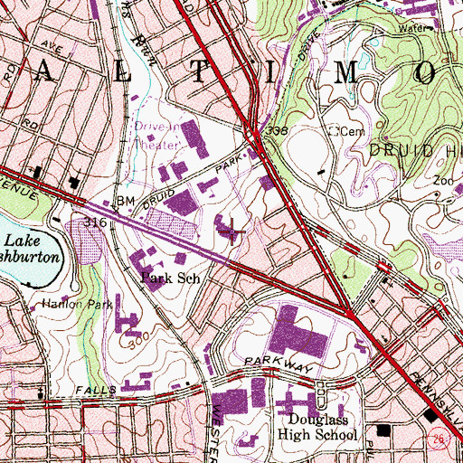 Topographic Map of Liberty Medical Center, MD