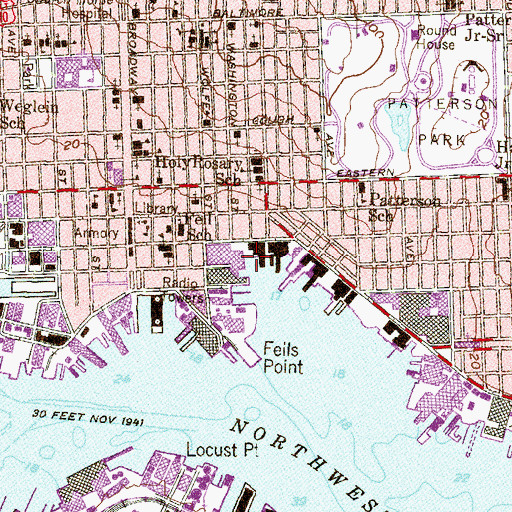 Topographic Map of Bayview Marina, MD