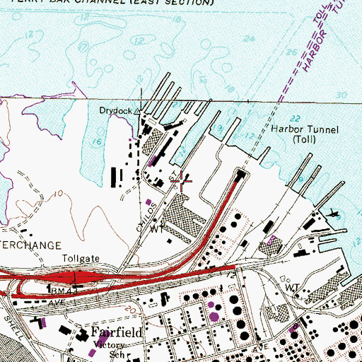 Topographic Map of Fairfield Auto Terminal, MD