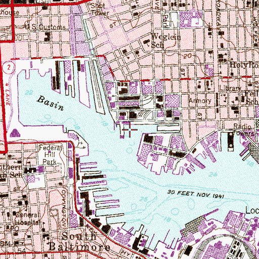 Topographic Map of Inner Harbor East Marina, MD