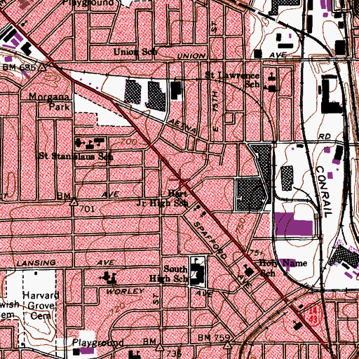 Topographic Map of Fleet Branch Cleveland Public Library, OH