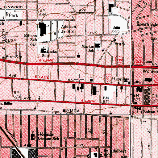 Topographic Map of Church Square Family Health Center, OH