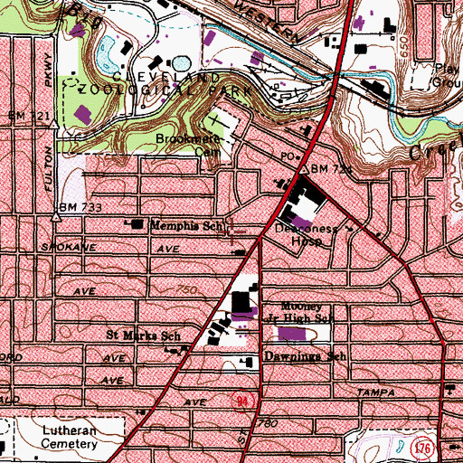 Topographic Map of Henritze Park, OH