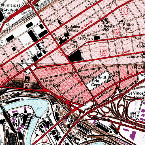 Topographic Map of Plaza At Huron Point, OH