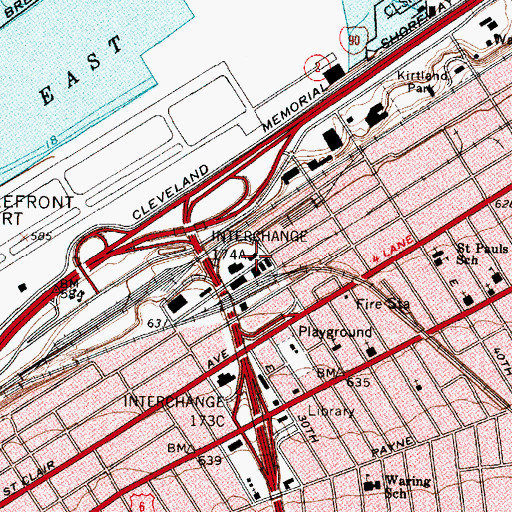 Topographic Map of Cleveland Fire Department - Station 5, OH