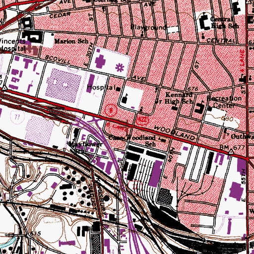 Topographic Map of Cleveland Division of Fire - Station 7, OH