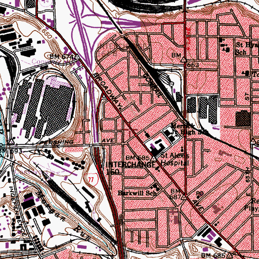 Topographic Map of Cleveland Division of Fire - Station 13, OH