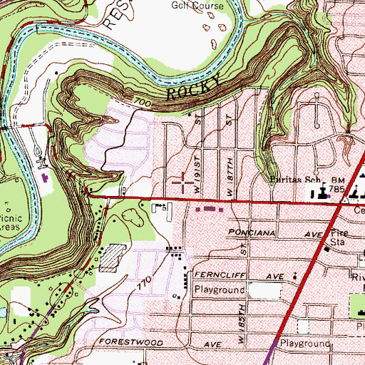 Topographic Map of Douglas MacArthur Year Round School (historical), OH