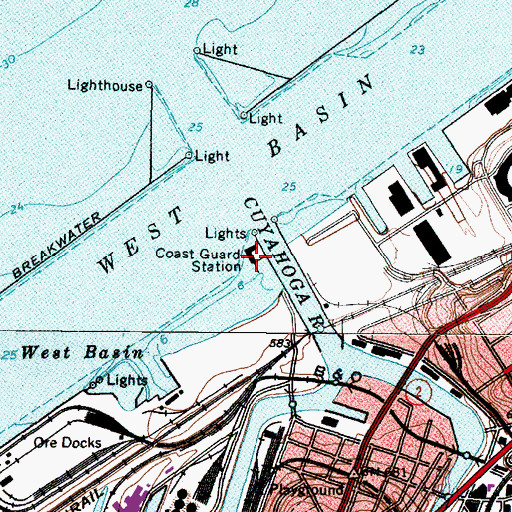 Topographic Map of Cleveland Harbor United States Coast Guard Station (historical), OH